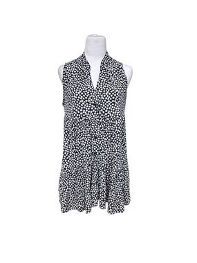 Frank Lyman Design Black & White Floral V-Neck Tunic / Mini Dress Sz 8
